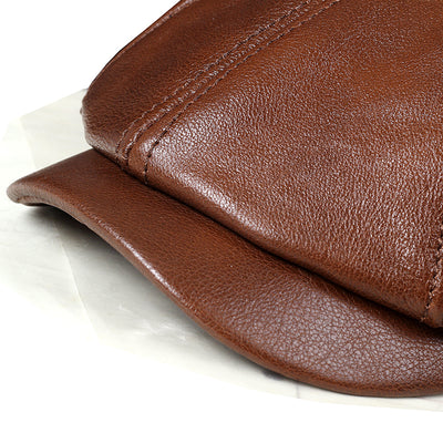 Sombrero Octagonal de Cuero Gamuza con Cúpula - Estilo Clásico para Hombre - Image 2