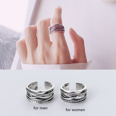 Anillo de Plata 925 Trenzado Vintage para Parejas - Image 4