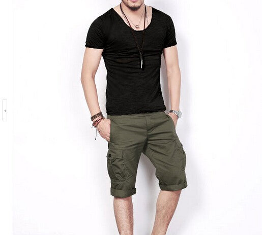 Camiseta Básica Hombre Cuello V Algodón Slub - Verano - Image 12