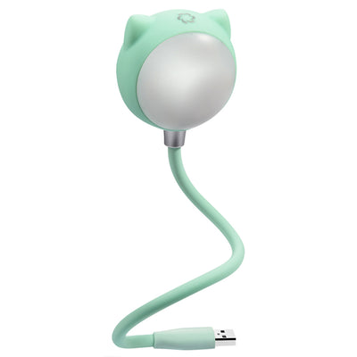 Black cat-shaped USB desk lamp with a flexible gooseneck and silver light panel, ideal for modern desks. - Image 12