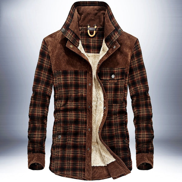 Chaqueta de Invierno para Hombre Acolchada Térmica Algodón Puro a Cuadros