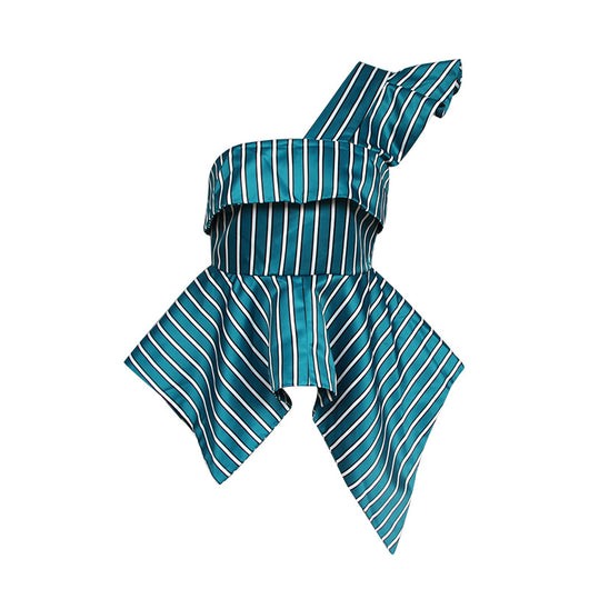 Blusa de Satén Asimétrica con Hombro Descubierto - Image 5