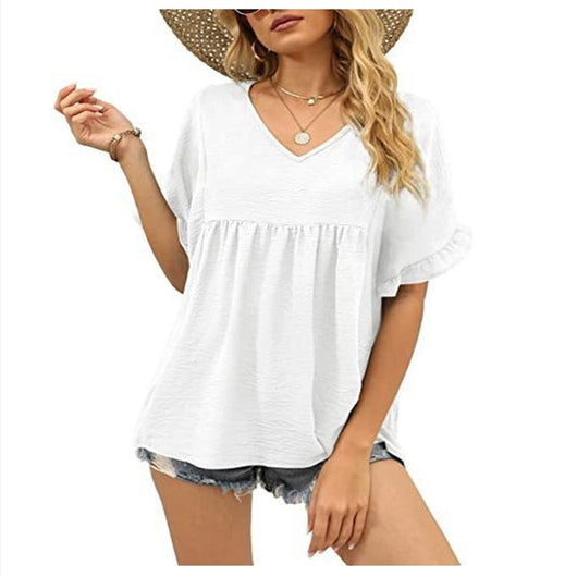 Blusa Casual de Verano con Volantes y Pliegues - Image 13