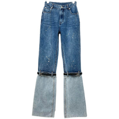 Jeans de Patchwork con Contraste de Colores Efecto Lavado - Image 14