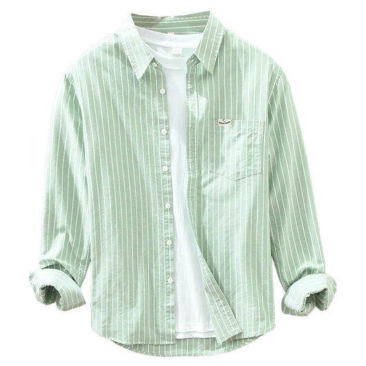 Camisa Oxford Casual de Rayas para Hombre - Corte Relajado y Manga Larga - Image 4