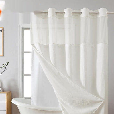Cortina de Baño Doble Capa con Hebilla Grande - Diseño Liso y Moderno