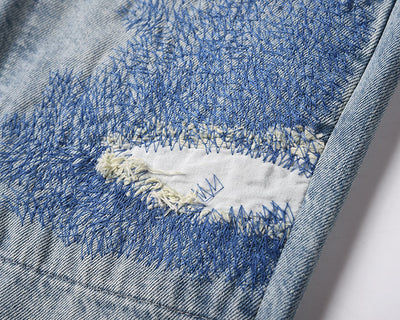 Jeans Lavados con Costuras de Tinta Splash - Diseño Trendy - Image 6