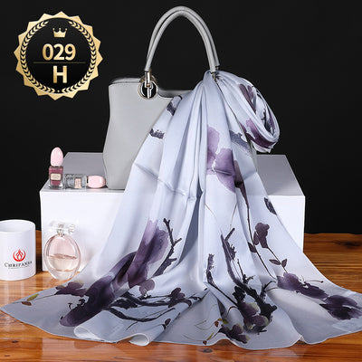 Chal Otoño Invierno Mujer Satén Liso Crepe Elegante - Image 34