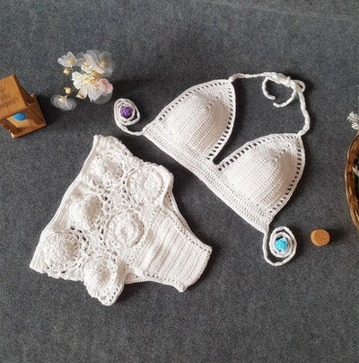 Bikini de Cintura Alta con Crochet Calado - Diseño Europeo Moderno - Image 5