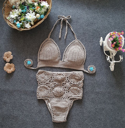 Bikini de Cintura Alta con Crochet Calado - Diseño Europeo Moderno - Image 8