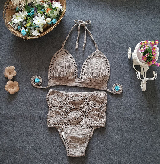 Bikini de Cintura Alta con Crochet Calado - Diseño Europeo Moderno - Image 8