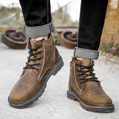 Botas de Cuero Vintage para Hombre - Estilo Clásico Robusto - Image 15
