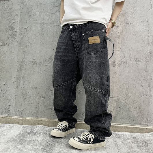 Pantalones Cargo Vaqueros Retro Lavado Pesado con Diseño de Bolsillos Oblicuos - Image 36