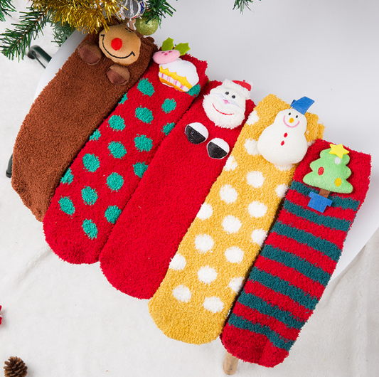 Calcetines Navideños de Felpa Suave