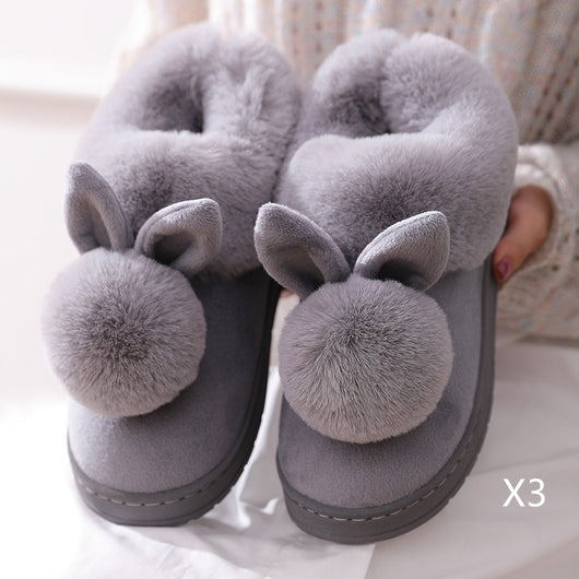 Pantuflas Cálidas de Conejo y Gato Felpa - Zapatillas de Casa Algodón Grueso Invierno - Image 14