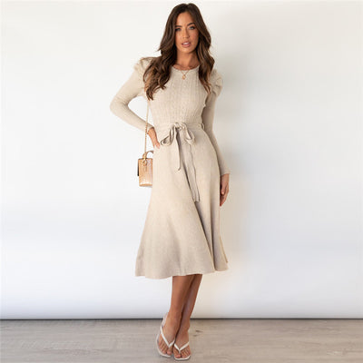Vestido Base Suéter Largo Cintura Alta Elegante - Image 17
