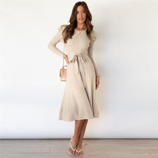 Vestido Base Suéter Largo Cintura Alta Elegante - Image 17