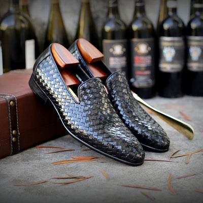 Zapatos de Cuero Tejido para Hombre - Calzado Empresarial Premium