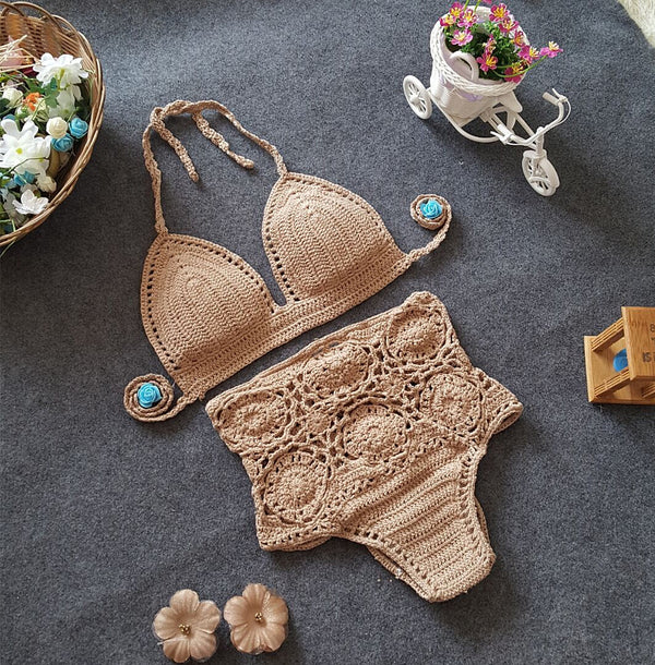Bikini de Cintura Alta con Crochet Calado - Diseño Europeo Moderno - Image 7