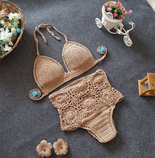 Bikini de Cintura Alta con Crochet Calado - Diseño Europeo Moderno - Image 7