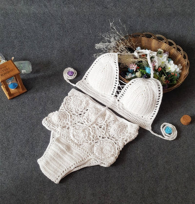 Bikini de Cintura Alta con Crochet Calado - Diseño Europeo Moderno - Image 4