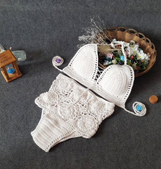 Bikini de Cintura Alta con Crochet Calado - Diseño Europeo Moderno - Image 4