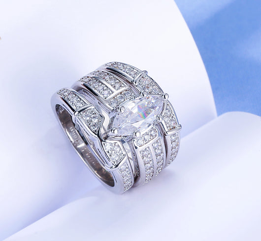 Anillo de Compromiso para Parejas con Circonio - Diseño Europeo y Americano - Image 5