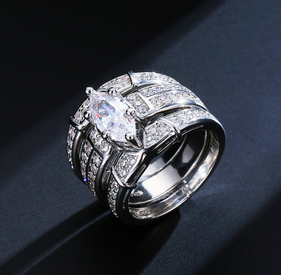 Anillo de Compromiso para Parejas con Circonio - Diseño Europeo y Americano