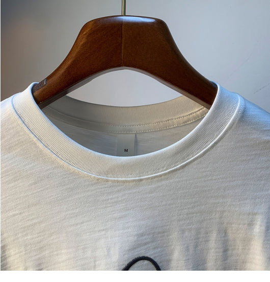 Camiseta Blanca de Algodón para Hombre - Verano Suelta Talla Grande Manga Corta Bordada - Image 19