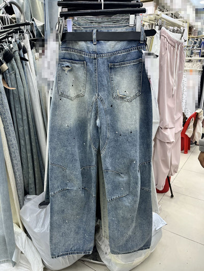 Jeans Rotos con Estampado de Letras y Efecto Pintura Desgastada - Image 8