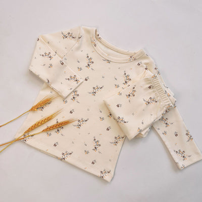 Light yellow infant long-sleeved pajama set with milk bottle and cookie print, suitable for homewear. - Image 16