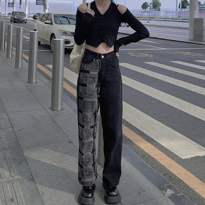 Pantalones Rectos Anchos con Patchwork Retro Vibe Style - Image 6