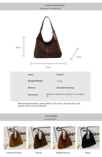 Bolso de Hombro de Ante Vintage con Costuras para Mujer - Image 10