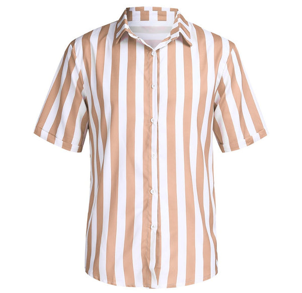 Camisa Casual de Rayas para Hombre - Manga Corta