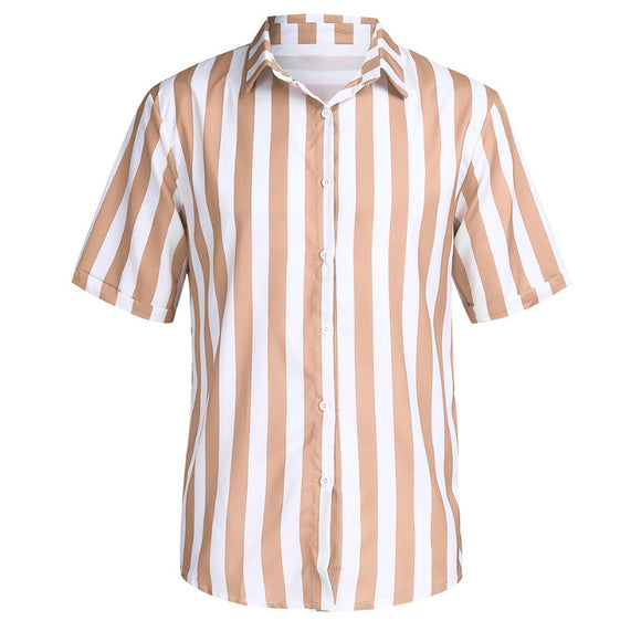 Men's Striped Casual Shirt - Short Sleeve