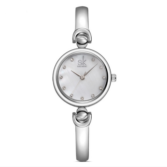 Reloj de Lujo para Mujer con Cristales Brillantes - Acero Inoxidable y Cuarzo