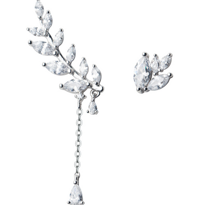 Aretes Asimétricos de Plata 925 Estilo Coreano para Mujer - Image 4