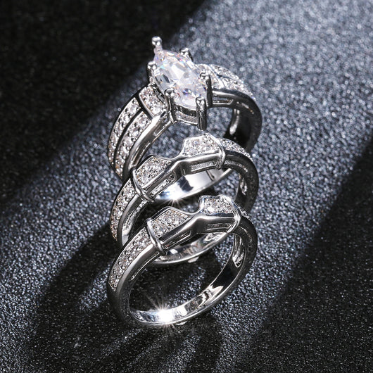 Anillo de Compromiso para Parejas con Circonio - Diseño Europeo y Americano - Image 3