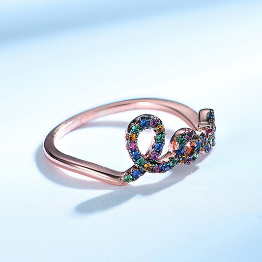 Anillo de Plata Esterlina Personalizado Arcoíris con Diamante - Image 2