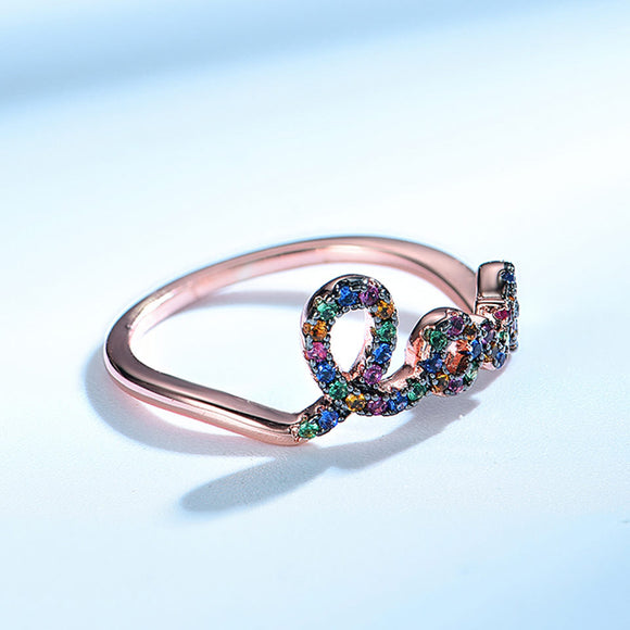 Anillo de Plata Esterlina Personalizado Arcoíris con Diamante