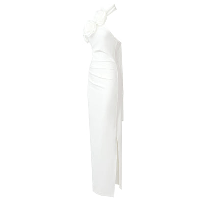 Vestido Largo Blanco con Halter Floral de Diseño Elegante - Image 18