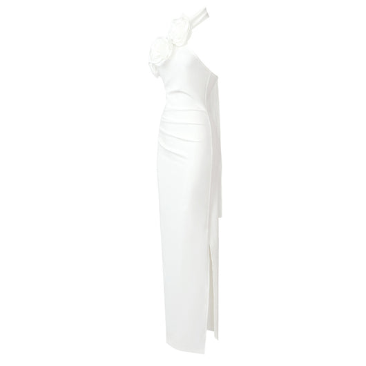 Vestido Largo Blanco con Halter Floral de Diseño Elegante - Image 18