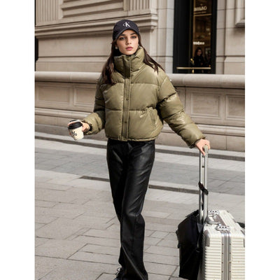 Chaqueta Acolchada de Cuero Desechable Invierno Europea y Americana - Image 3