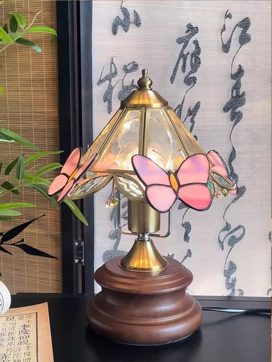 Lámpara de Mesa Mini Retro Mariposas y Flores en Vidrio - Image 11