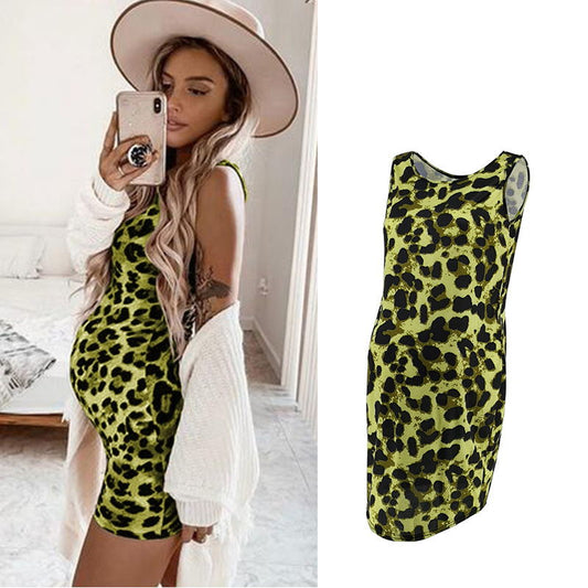 Vestido Premamá Estampado Leopardo sin Mangas para Verano - Image 2