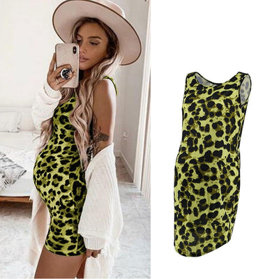 Vestido Premamá Estampado Leopardo sin Mangas para Verano - Image 2