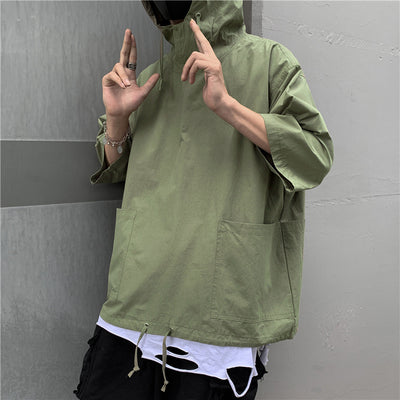 Playera Suelta con Capucha Estilo Hong Kong Manga Media Hombre - Image 4