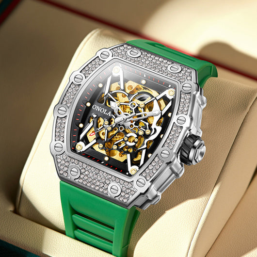 Reloj Automático para Hombre con Cristales y Correa de Silicona Resistente al Agua - Image 16