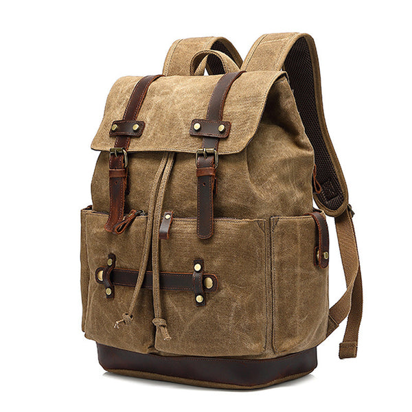 Mochila de Lona Impermeable para Laptop - Estilo Canvas con Tratamiento Ceroso