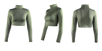 Crop Top Manga Larga Cuello Alto - Image 34